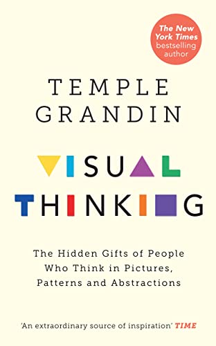 Book cover for Visual Thinking by Temple Grandin with colorful geometric shapes for letters.