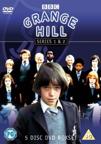 DVD cover for “Grange Hill” Series 1 & 2, featuring school children.