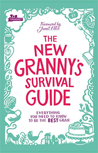 Book cover: “The New Granny’s Survival Guide” with floral decorations.