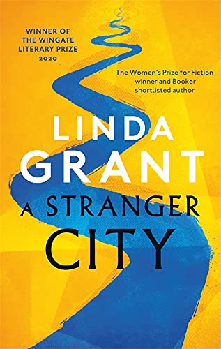 Book cover: "A Stranger City" by Linda Grant, with blue river imagery.