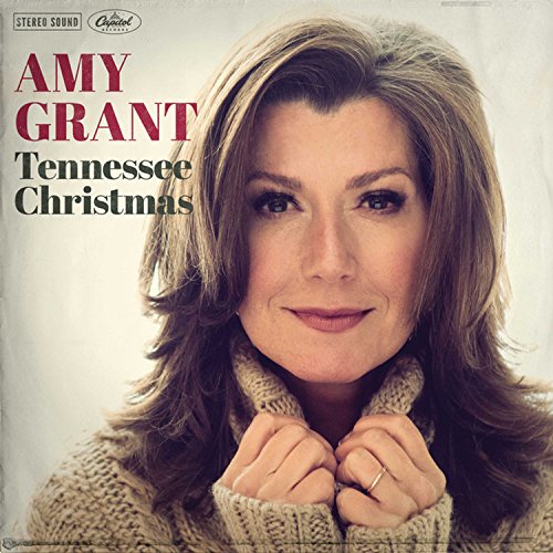 Amy Grant wearing a chunky knit sweater on the Tennessee Christmas album cover.