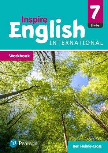 “Inspire English” Year 7 workbook cover with trees and blue sky.