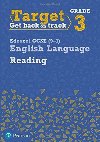 Blue cover of "Target Grade 3 Reading" Edexcel GCSE English Language workbook.