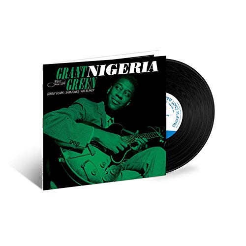 Grant Green “Nigeria” vinyl record with guitarist portrait and black disc.
