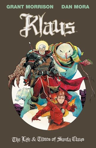Cover of “Klaus,” a graphic novel depicting a bearded man and snowman.