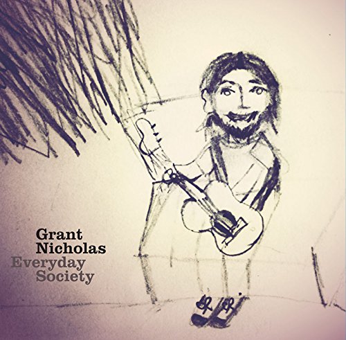 Sketch of a man holding a guitar, with album title and artist name.