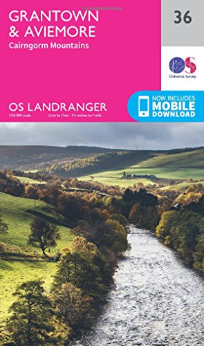 Ordnance Survey Landranger map 36 of Grantown & Aviemore, Scotland.