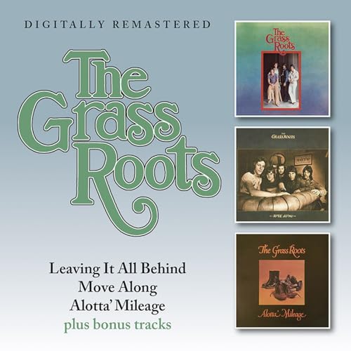The Grass Roots CD cover featuring three album thumbnails and large stylized green text.