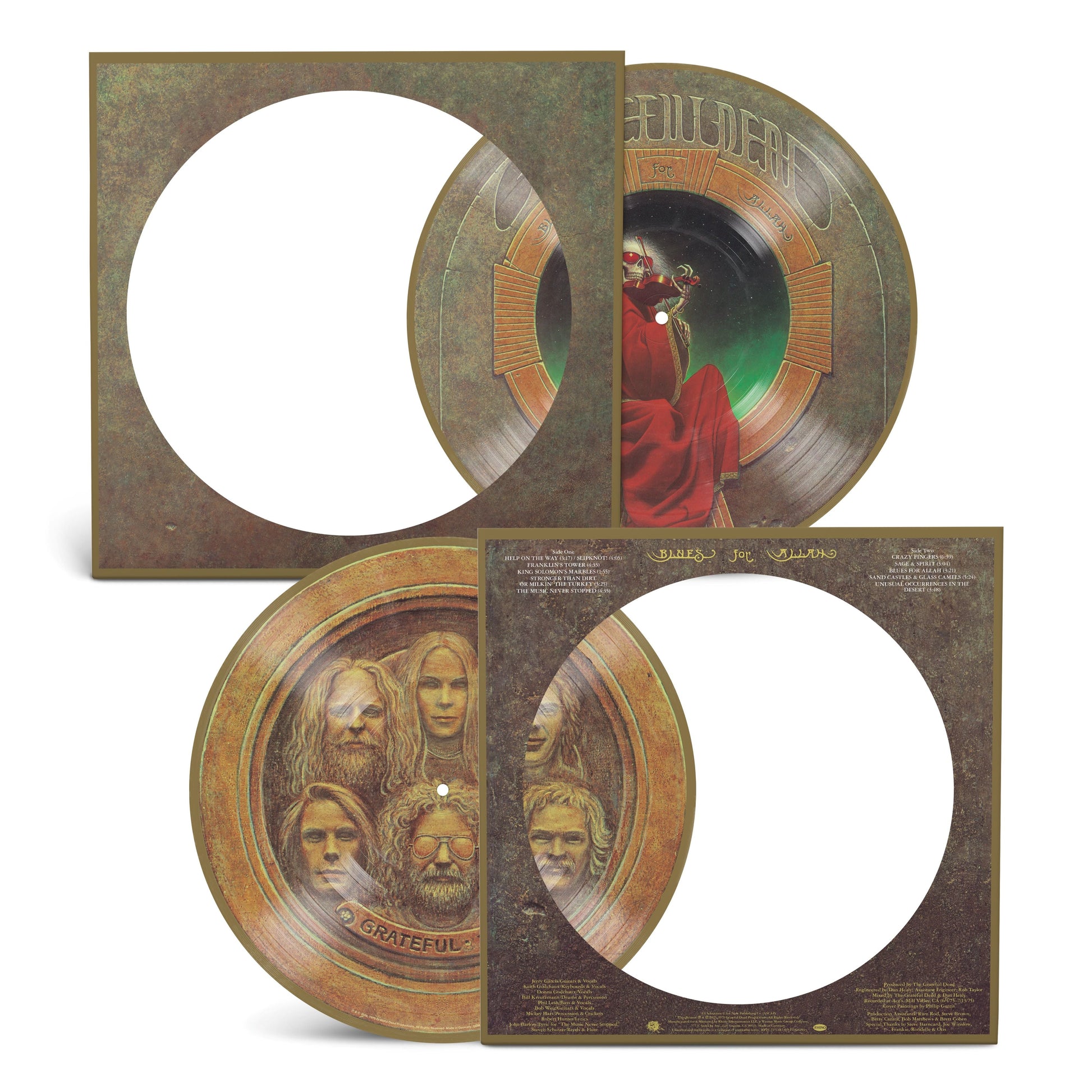 Grateful Dead Blues for Allah picture disc vinyl with sleeve and tracklist.