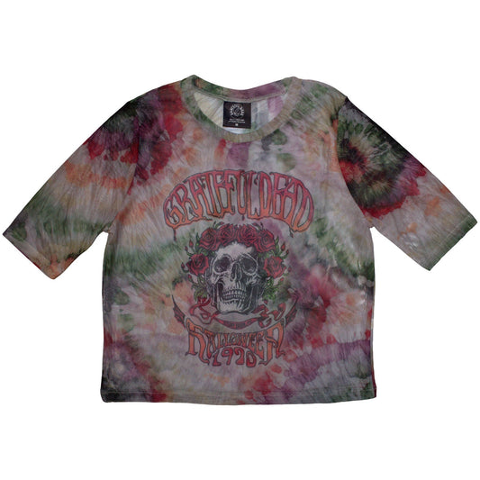 Mesh crop top with Grateful Dead Bertha design, size medium.