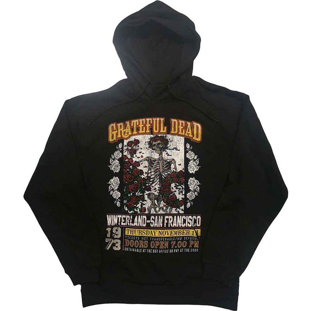 Black hoodie with Grateful Dead skeleton and San Francisco concert graphic.