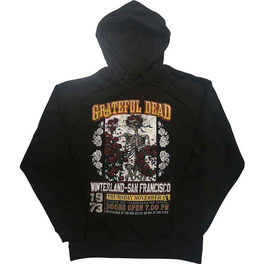Black hoodie with Grateful Dead skeleton and San Francisco concert graphic.
