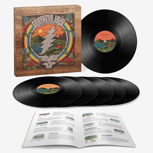 Grateful Dead vinyl box set with colorful cover art and records.