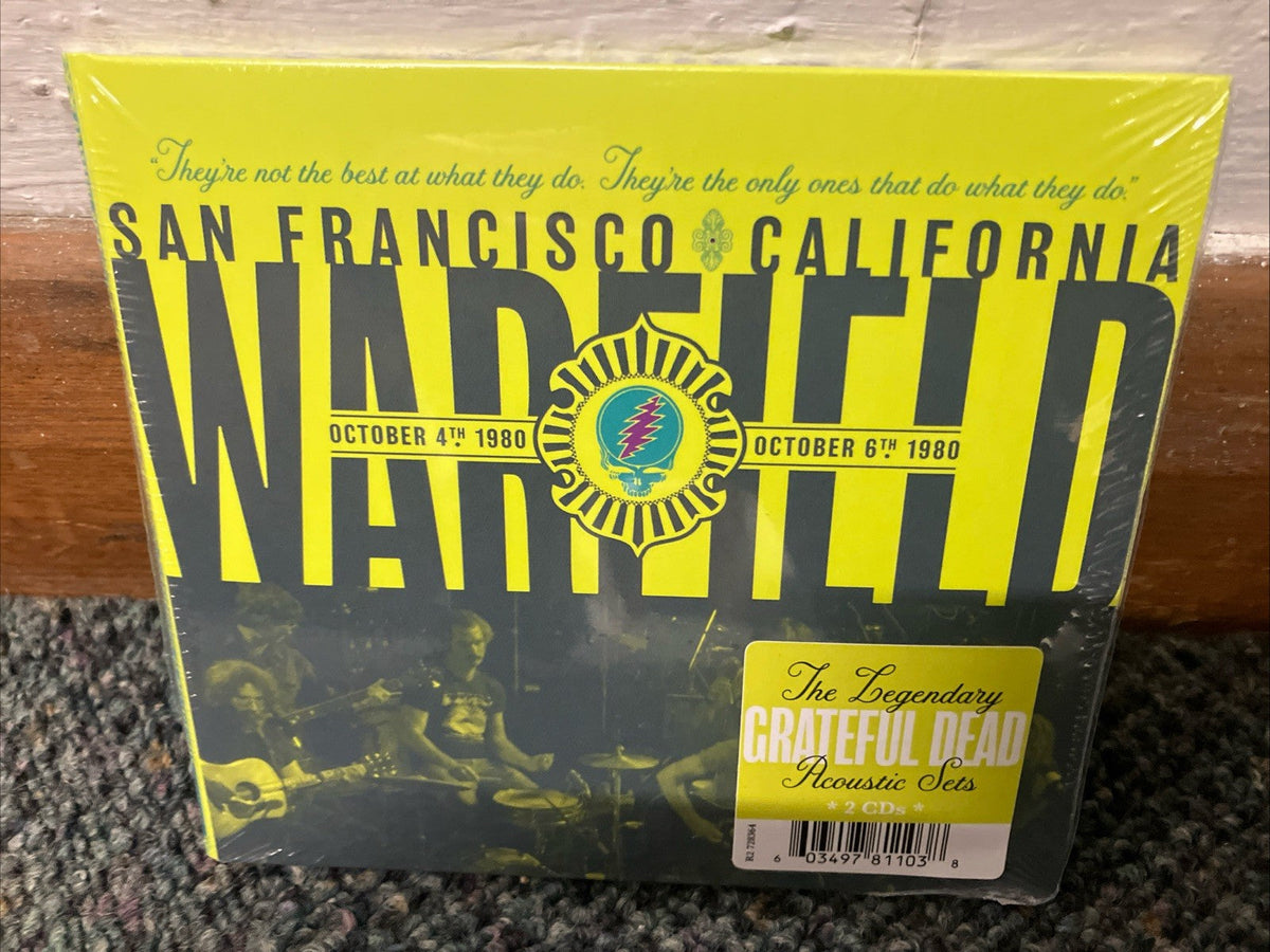 Grateful Dead concert CD packaging, "Warfield, San Francisco," with tie-dye logo.