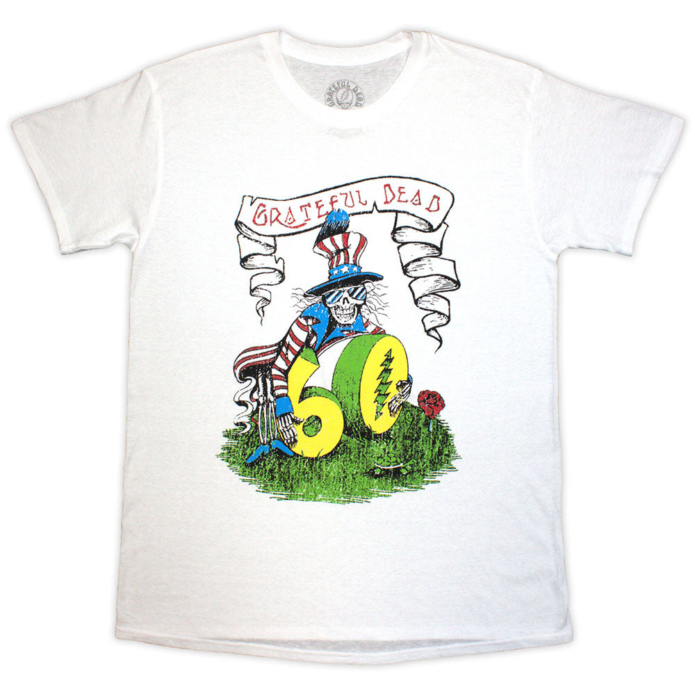 A black unisex t-shirt featuring a graphic of a single rose with Grateful Dead branding.