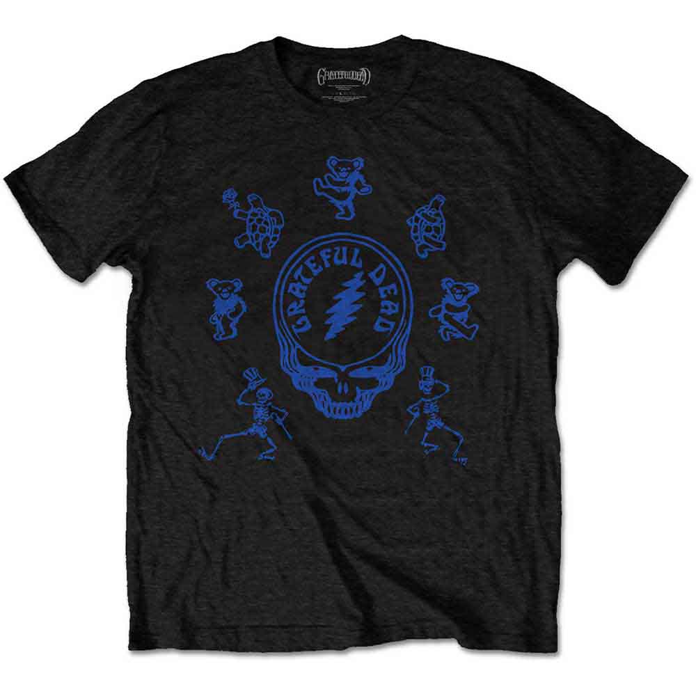 Black unisex t-shirt featuring a graphic of an Egyptian-themed Grateful Dead skeleton design.