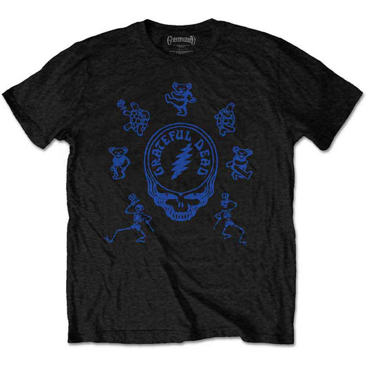 Black unisex t-shirt featuring a graphic of an Egyptian-themed Grateful Dead skeleton design.
