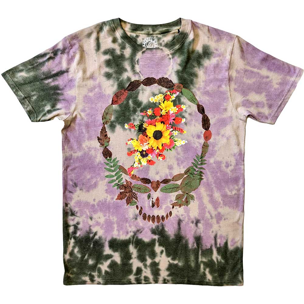 Unisex X-Large charcoal grey Grateful Dead t-shirt featuring a floral and leaf graphic.