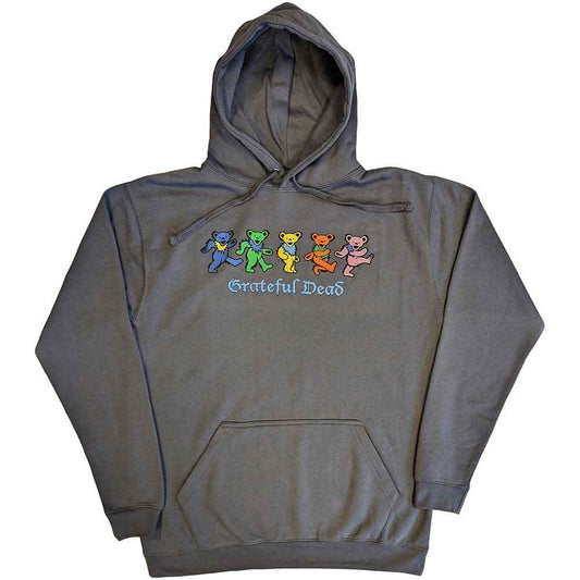 Navy hoodie with repeating colorful dancing bear pattern, size XX-Large.