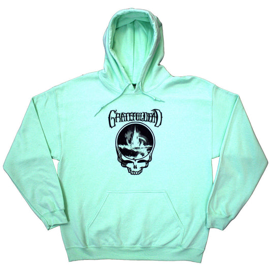 Green unisex pullover hoodie featuring a Grateful Dead Old Faithful graphic on the front.