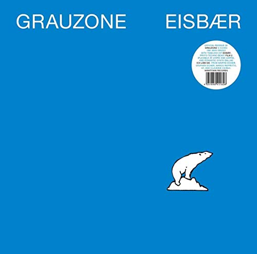 Blue album cover for Grauzone’s “Eisbär” featuring a white polar bear.