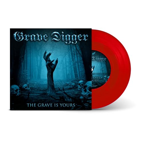Grave Digger vinyl record with red translucent disc and spooky cover art.