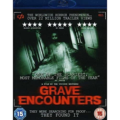 Blu-ray cover for horror film "Grave Encounters" featuring a ghostly figure.