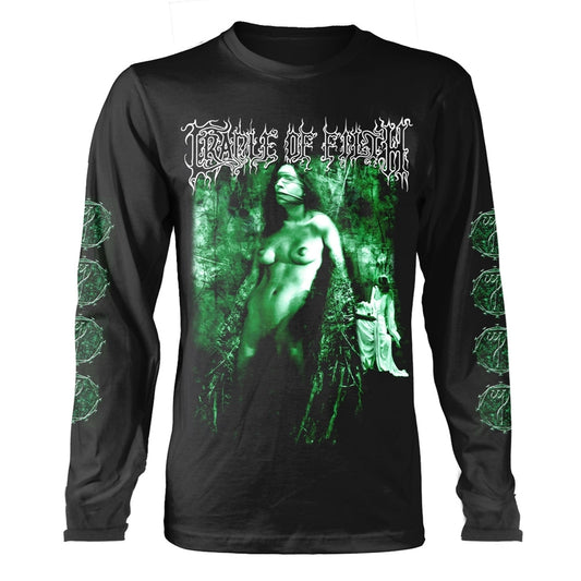 Man wearing a black long-sleeve shirt with a green and white graphic.