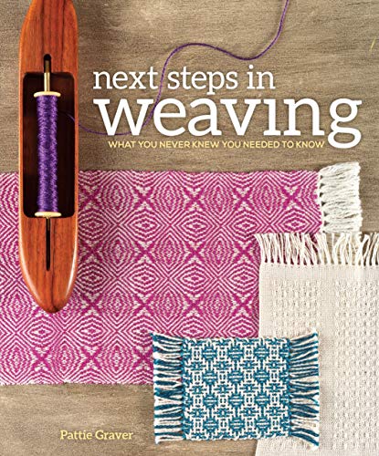 Book cover featuring a weaving shuttle, colorful woven fabrics, and fringe.