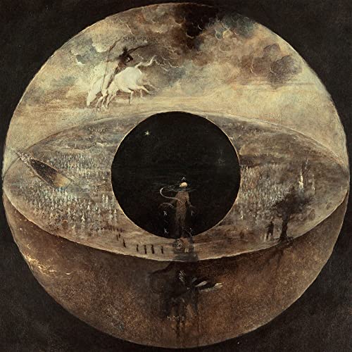 CD cover art depicting a surreal landscape with a central black circle.