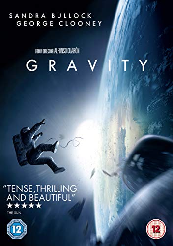 DVD cover for "Gravity" featuring an astronaut floating in space near Earth.