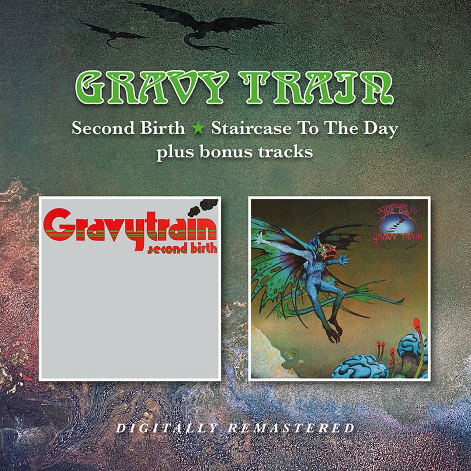 CD cover art for Gravy Train featuring two album artworks against a textured background.