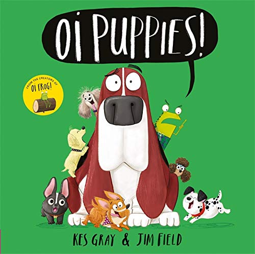 Book cover featuring cartoon dogs and a frog on a green background.