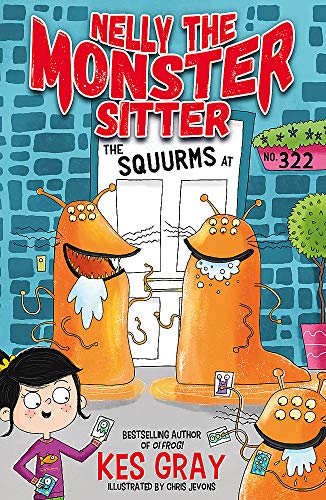 Book cover featuring Nelly the Monster Sitter with orange, tentacled monsters.