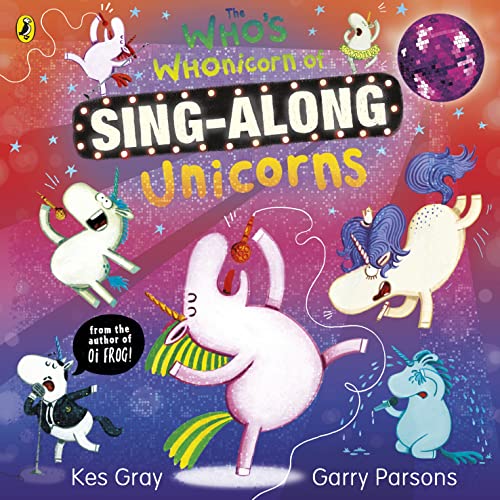 Colorful book cover featuring cartoon unicorns and other whimsical creatures.