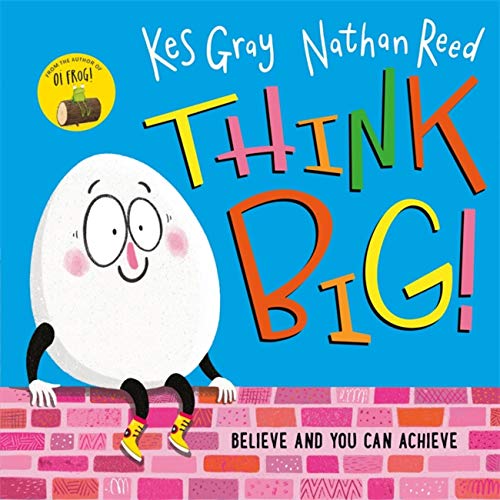 Children’s book cover featuring an egg character with legs and colorful text.