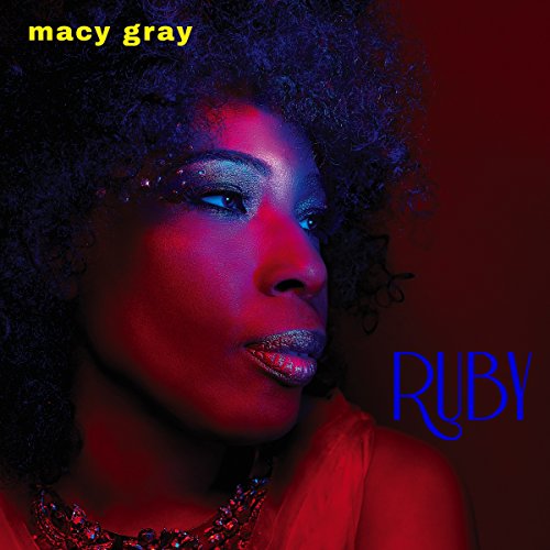 Macy Gray’s album cover “Ruby” features a portrait with red and blue lighting.