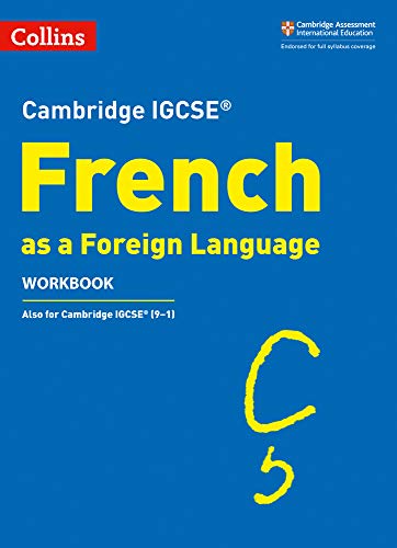 Blue French workbook cover with yellow cursive “C” and text.