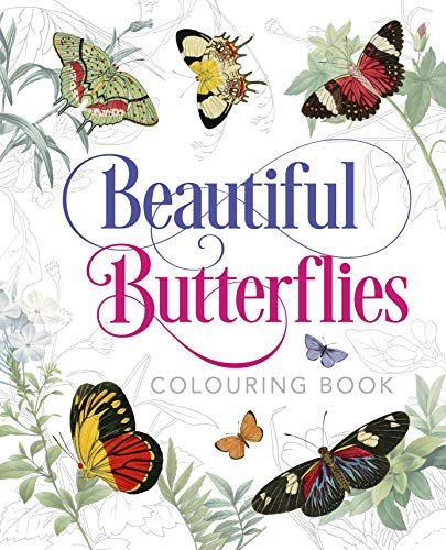Cover of “Beautiful Butterflies” colouring book with illustrated butterflies and foliage.