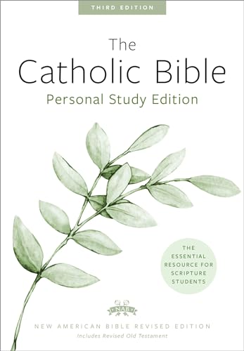 Cover of "The Catholic Bible" with green leaf illustration.