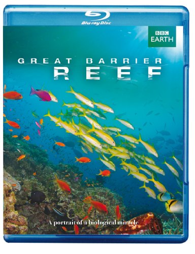 Blu-ray cover featuring colorful fish swimming among coral reef formations.