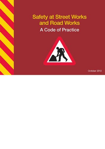 Red cover with road work sign and title: "Safety at Street Works".