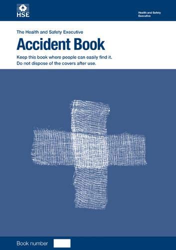 Health and Safety Executive Accident Book cover with a white gauze cross graphic.