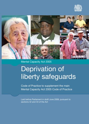Book cover: “Deprivation of liberty safeguards” with diverse people pictured.