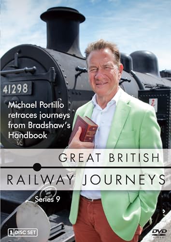 DVD cover: Michael Portillo with a steam train and Bradshaw’s Handbook.