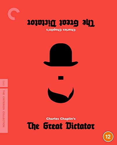 Red cover art for "The Great Dictator" featuring Chaplin’s silhouette.