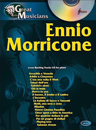 Book cover for "Great Musicians" featuring composer Ennio Morricone with tracklist.