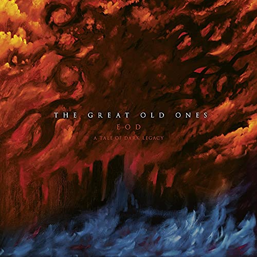 CD cover with swirling, fiery orange and dark abstract painting.