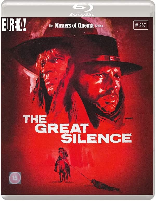 Blu-ray cover for The Great Silence featuring two men on a red background.