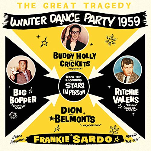 CD cover for “Winter Dance Party 1959” featuring Buddy Holly and other musicians.